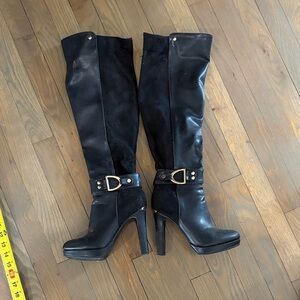 Italina Black Heeled platform over the Knee-High Boots 8